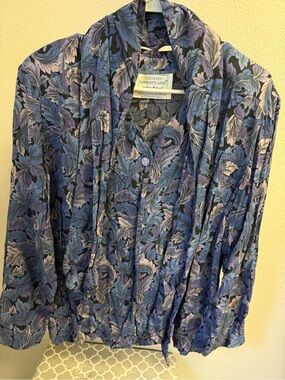 Pendleton Blue and Lilac Feather-Print Blouse